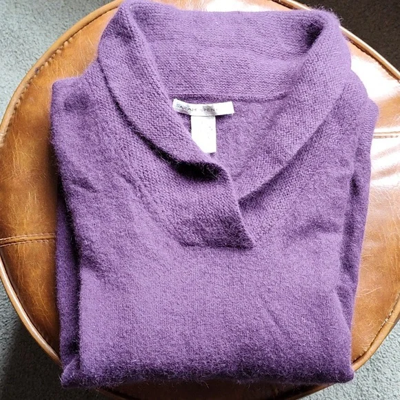 Sarah Spenser Angora and lambswool split neck collared sweater size L - Picture 8 of 8